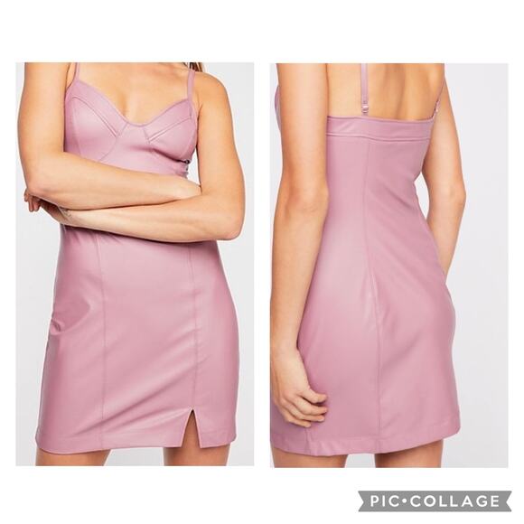 Free People Dresses & Skirts - Free People Barbiecore SZ S Pink Faux Leather Mini Dress